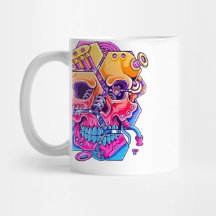 Geometric cyborg skull Mug